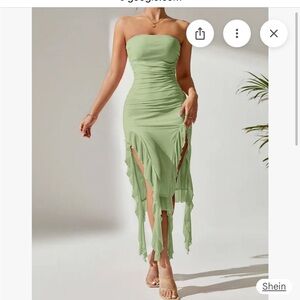 Green strapless tube dress